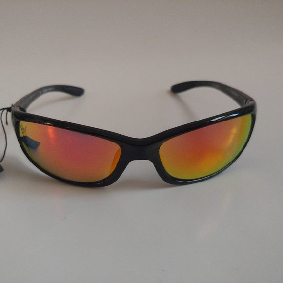 (NWT) Vintge 90's PC Rectangle Wrap Around Sporty Sunglasses (Black/Orange M) - Picture 1 of 4